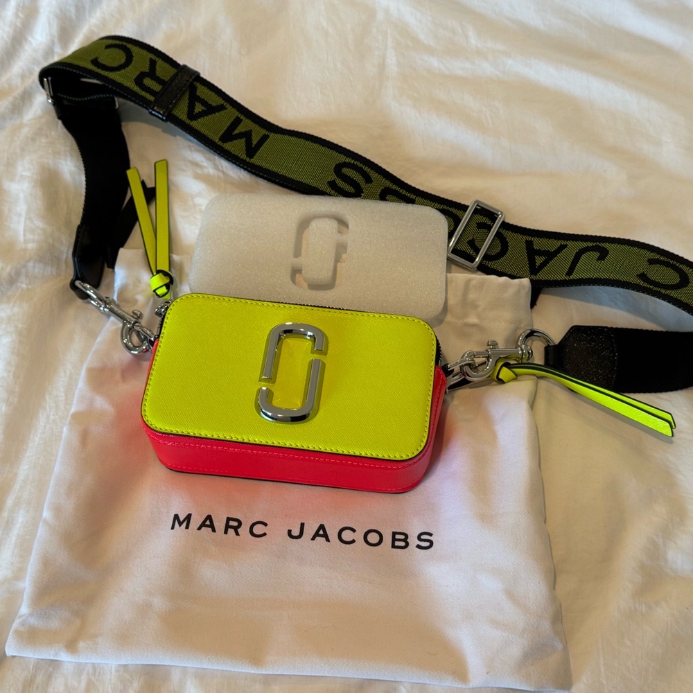 Marc Jacobs Neon Yellow and Red Crossbody Camera  Bag "The Snapshot"